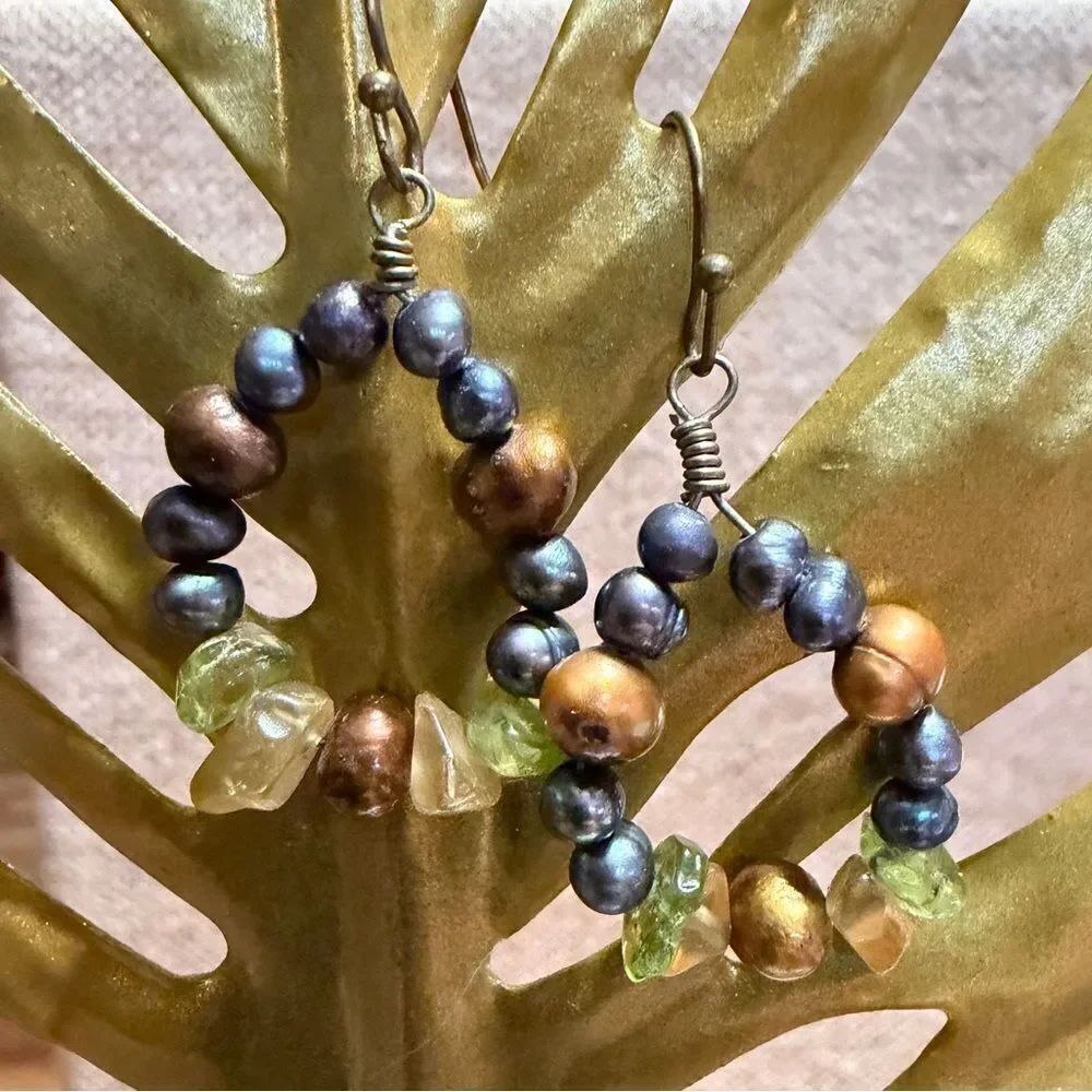 Handmade Genuine Pearl Elegant Beaded Hoop Earrings